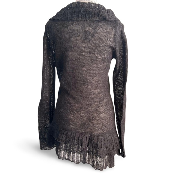 Sandwich Black Mohair Blend Cowl Neck Ruffle Hem Sweater Goth Y2K Grunge - Picture 4 of 6